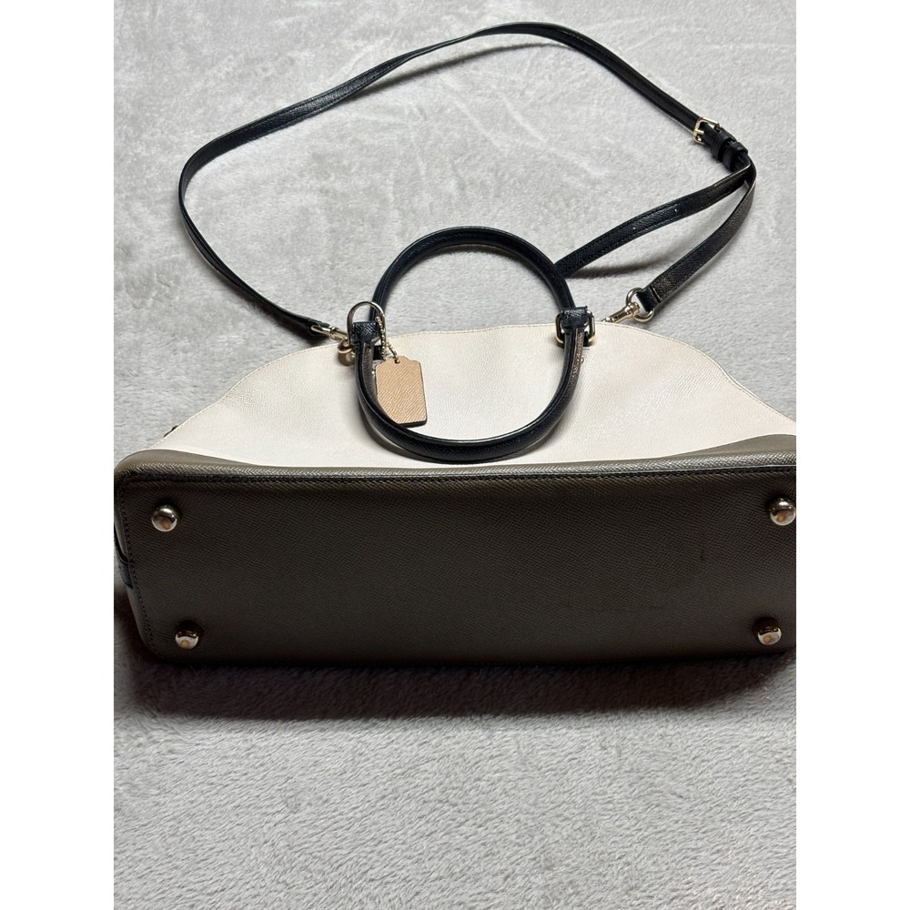 Coach Leather Sierra Dome Satchel Handbag Crossbody Cream / Brown /‎ Black - Picture 7 of 16